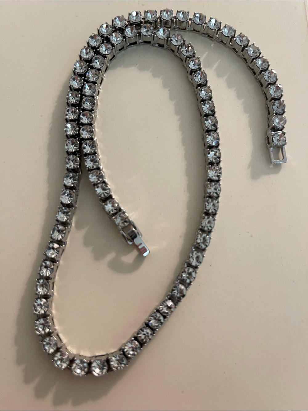 Faux diamond tennis necklace